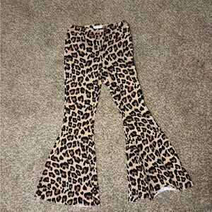 Leopard Print Bell-Bottom Flare Bottom Jeans (Toast Brand)
